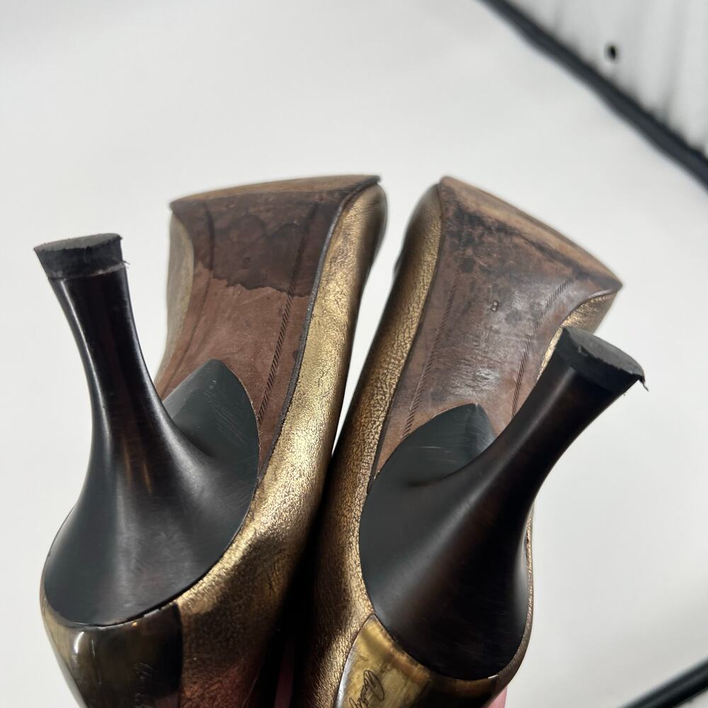 Donald J. Pliner Salona leather bronze metallic bootie gold stilletto size 8 - Picture 9 of 12